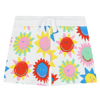 Younger Girls White Sun Shorts